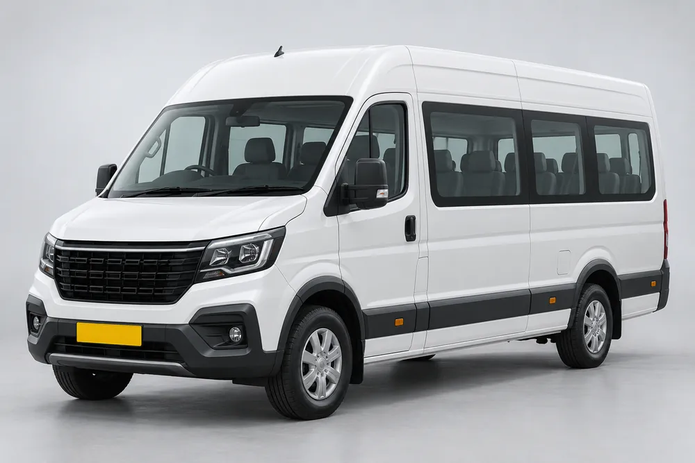 Illustrative white passenger minibus for the Benyva Mini Bus category.