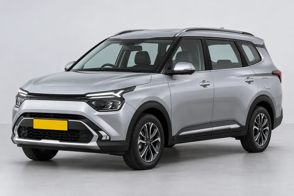 Illustrative silver multi-row vehicle for the Benyva MUV category.